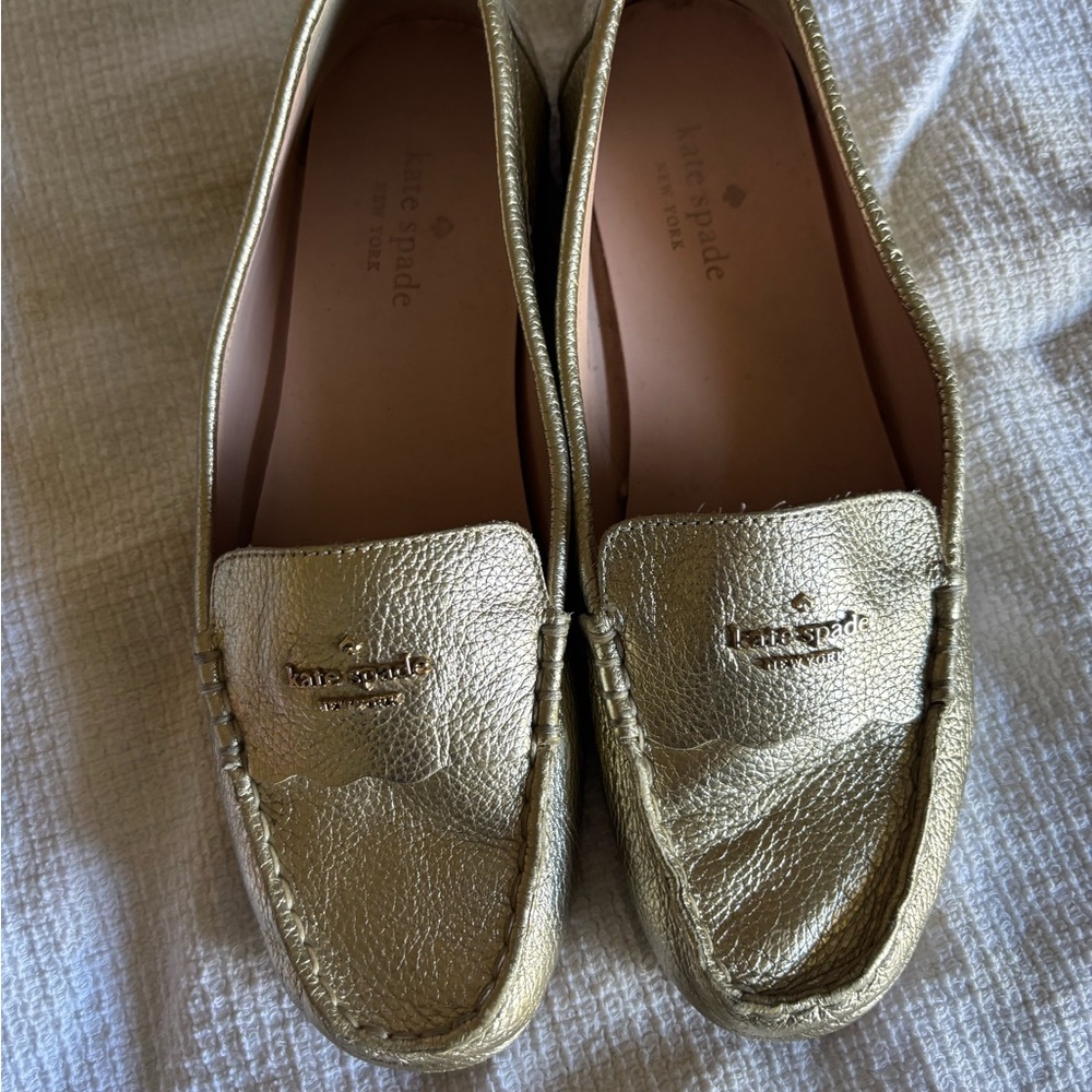 Kate Spade Metallic Gold Loafers